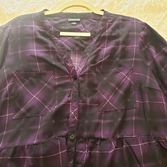 TORRID PURPLE-BLACK PLAID BABYDOLL TUNIC...SIZE:1 - Picture 7 of 11